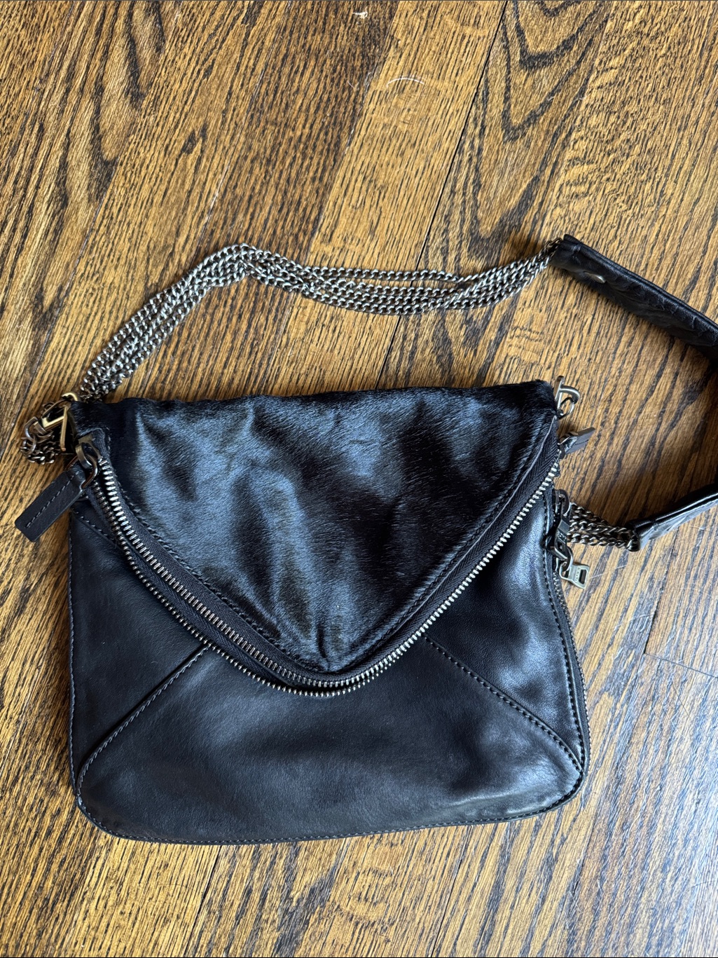 Boyy Black Leather Crossbody Bag With Chain Strap